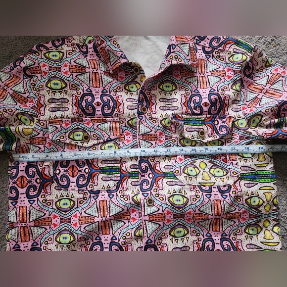 Button Up Long Sleeve Shirt Colorful Geometric Pattern Size Small - Picture 5 of 6